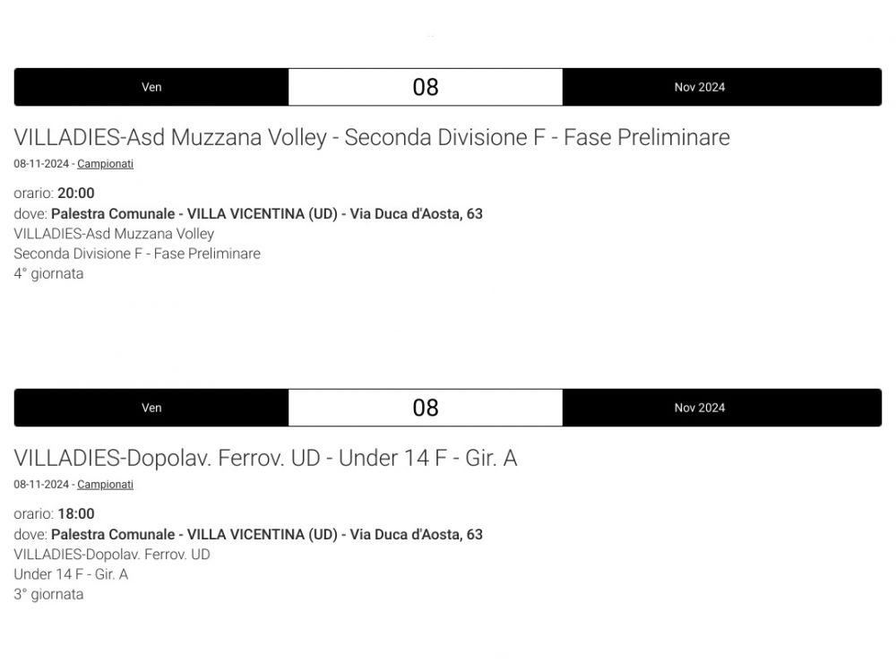 Le partite di venerdì 8 novembre